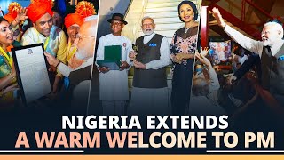 Heartwarming welcome for PM Modi in Nigeria [upl. by Refiffej]