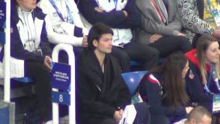 Sochi 2014 Stéphane Lambiel during VolosozharTrankov FS 00676 [upl. by Nnylylloh]