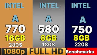 Intel Arc a580 VS a750 VS a770 VS RX 6600 VS RX 6500 XT VS RTX 3050 VS RX 6609 XT VS GTX 1650 Super [upl. by Winchester]