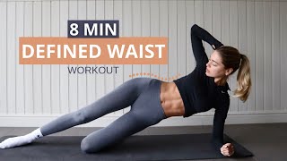 8 MIN DEFINED WAIST  quick amp effective small waist workout  No Equipment [upl. by Homans]