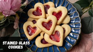 stained glass cookies  stained glass window cookies  valentine’s day special recipe  sugar cookie [upl. by Gatias]