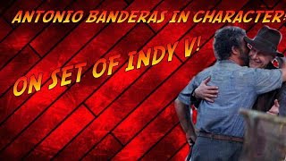 Antonio Banderas In Character On Set of Indy V REUNITED WITH HARRISON FORD [upl. by Storm]