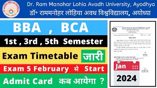 Rmlau BBA BCA odd semester exam timetable 2024  rmlau bca bba exam timetable 2024  rmlau [upl. by Camala364]