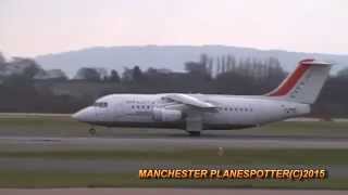 Cityjet BAE146 RJ85 EIWXA On AF59530 Landing And Taxing At Manchester Airport On 15032015 [upl. by Dibbell976]