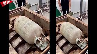 LPG GAS CYLINDER CRUSHING New Video [upl. by Yelrebmik]