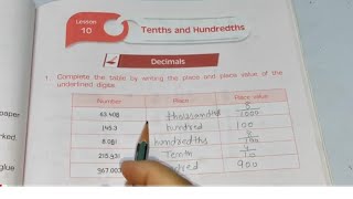 Tenths and Hundredths Chapter 10  Class 5th Maths  Workbook Arya publishers [upl. by Lacey]