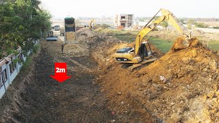 Complete 100 Amazing Komatsu Dozer Pushing Dirt Land Filling Up With Dump Trucks Alongside a Villa [upl. by Armelda]