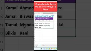 Concatenate vs amp Concatenate Texts Using Two Ways in Excel  Aksadur [upl. by Nonnaer]