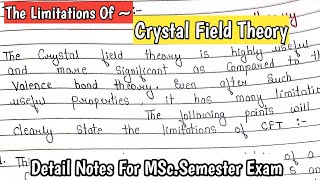 The Limitations Of Crystal Field Theory CFT  MetalLigand Bonding  MSc Notes [upl. by Ehlke]