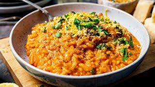 Creamy Tomato Risotto with Crispy Garlic Crumbs [upl. by Tomlin716]