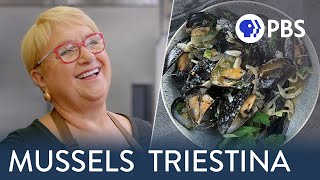 Lidia Cooks Mussels Triestina  Cooking with Lidia Bastianich [upl. by Zelda]