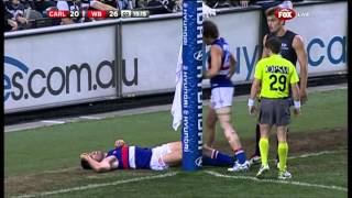 Tom Campbell vs the goalpost  AFL [upl. by Eesdnil117]