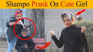 shampoo prank On Cute Girl  Epic Reaction 😂 😂 [upl. by Moia]