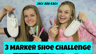 3 Marker Shoe Challenge  DIY Fun Shoes  Jacy and Kacy [upl. by Etty399]