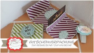 Gutscheinverpackung zum Geburtstag amp zum Vatertag mit Produkten von Stampin´Up  Step by Step [upl. by Yrtua]