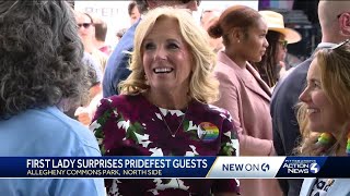 First Lady Jill Biden visits Pittsburgh Pride festival [upl. by Phira]