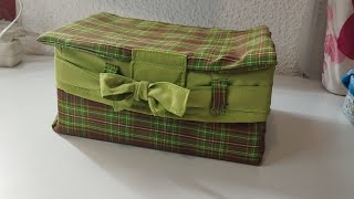 Como forrar de tela una caja de cartón con tapa DIY sewing 🧵✂️ [upl. by Pearle]