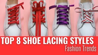 Top 8 Shoes lace styles Shoe lacing styles  Shoes less style P211223 shoelace tieshoelaces [upl. by Witherspoon]