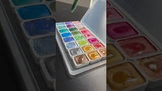 Unboxing Metallic Watercolours unboxing watercolor metallic art colour swatches calm paints [upl. by Rabin]