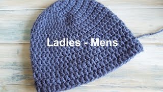 crochet How To  Crochet a Simple Beanie for Ladies  Mens Size 22quot24quot [upl. by Akimyt]