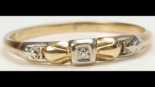 Antique 1920s Diamond Wedding Band 14K Two Tone Gold Ring Size 625 UKM wwwantiquejewelrycocom [upl. by Esyahc768]