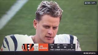 Joe Burrow Bengals QB REACTION To 1ST Ever Win in Cleveland [upl. by Anivas]