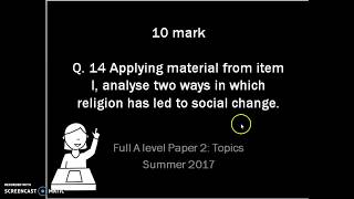 Sociology A level  10 mark  apply from item  religion and social change [upl. by Slayton]