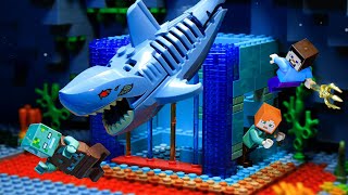 How To Make The Best Defense Underwater Prison  LEGO Minecraft Animation  Stop Motion [upl. by Rustice]