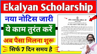 ekalyan Scholarship New Notice जारी 😱 ekalyan Scholarship 2024 paisa kab milega 💸 [upl. by Gerrard]