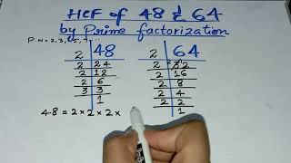 Hcf of 48 and 64 by prime factorization  in UrduHindi [upl. by Midis939]