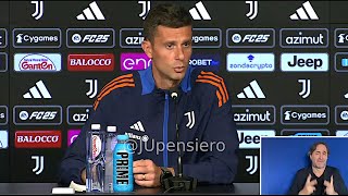 Conferenza stampa THIAGO MOTTA pre JuveLazio quotDouglas Luiz ha avuto una reazione fantasticaquot [upl. by Zandt]