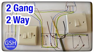 Wiring Diagram Using a 2 Gang Switch Converting it to 2 Way Switching Using 3 Plate Wiring Method [upl. by Annabela]