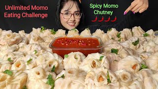 Eating Unlimited Momo Challenge with Spicy Chutney  Asmr Eating  Mukbang  Big Bites  Dumplings [upl. by Ladonna]