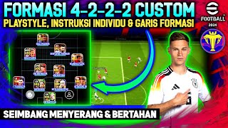 FORMASI 4222 CUSTOM PLAYSTYLE INSTRUKSI INDIVIDU amp GARIS FORMASI eFootball 2024 Mobile [upl. by Nitsur363]