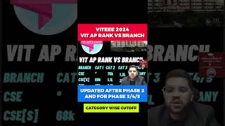 VITEEE 2024  VIT AP RANK VS BRANCH  UPDATED AFTER PHASE 2 FOR PHASE 345  CATEGORY WISE shorts [upl. by Mendelson]