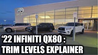 2022 INFINITI QX80 Trim Levels Explained Grade Walk [upl. by Idnac]