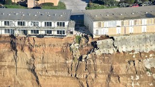 WATCH Pacifica Coastal Erosion Caught on Drone Video [upl. by Ezitram780]