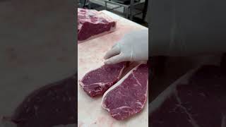 Cutting Beef Strip Steaks 🔪🥩 shorts beef stripsteak steaks [upl. by Ellecrag]