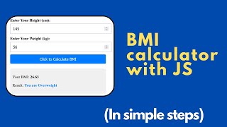 BMI calculator using HTML  CSS and JavaScriptsimple steps [upl. by Neelyam57]