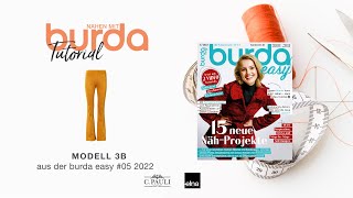 Nähanleitung Nähen mit burda – Bootcut Hose Modell 3B  burda easy 522 5874 [upl. by Lilaj668]