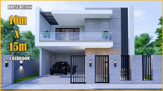 House Design  Modern House 2 Storey  10m x 15m with 4 Bedrooms [upl. by Ailecra]