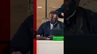 Moment Georgia election cheif doused in paint by opposition official Georgia BBCNews [upl. by Melesa649]