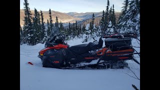 2021 Skidoo Skandic 600 ACE WT Alaska followup Moderate deep snow and trail breaking on hills [upl. by Nahtnhoj]