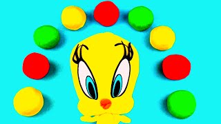 Tweety Bird PlayDoh Surprise Eggs Mickey Mouse Sesame Street Cars 2 Lalaloopsy Spongebob FluffyJet [upl. by Dobson]