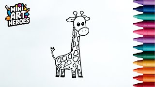 How to draw a Giraffe  Easy Giraffe Drawing  Mini Art Heroes [upl. by Betthel]