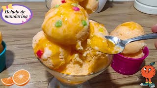 Helado casero y cremoso de mandarina 🍊 Postre fácil parati video viralvideo [upl. by Bannerman]