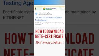 How to download UGC NET ecertificateHow to download jrf award letternetecertificate downloadugc [upl. by Aihsenet]