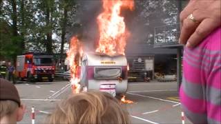 200ste video Demonstratie Caravanbrand bij open dag Brandweer GroningenStad [upl. by Orelu]