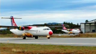 DAT ATR72  ATR42 at Stord Airport nov 2009 [upl. by Aribold]