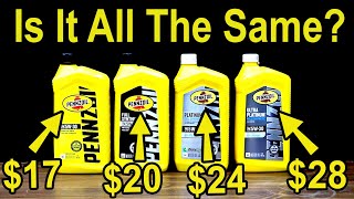 Are They All The Same Motor Oil Lets Settle This Four Levels of Pennzoil Motor Oil Compared [upl. by Gaidano971]